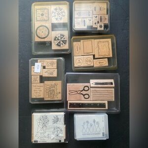 Stampin’ Up! Lot of 35 wood block stamps early 2000s